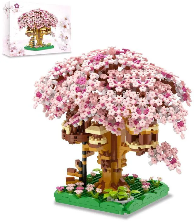 Main image of Cherry Blossom Tree Building Set, 1113PCS, Flowers Bonsai Tree Mini Blocks Kit for Adult,Japanese Sakura-Tree House Building Blocks,Gift Ideas for Girls 8 10 12 14+ (Pink)