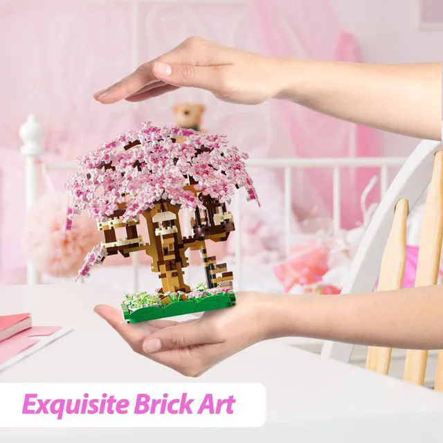 Alt view image 2 of 5 - Cherry Blossom Tree Building Set, 1113PCS, Flowers Bonsai Tree Mini Blocks Kit for Adult,Japanese Sakura-Tree House Building Blocks,Gift Ideas for Girls 8 10 12 14+ (Pink)