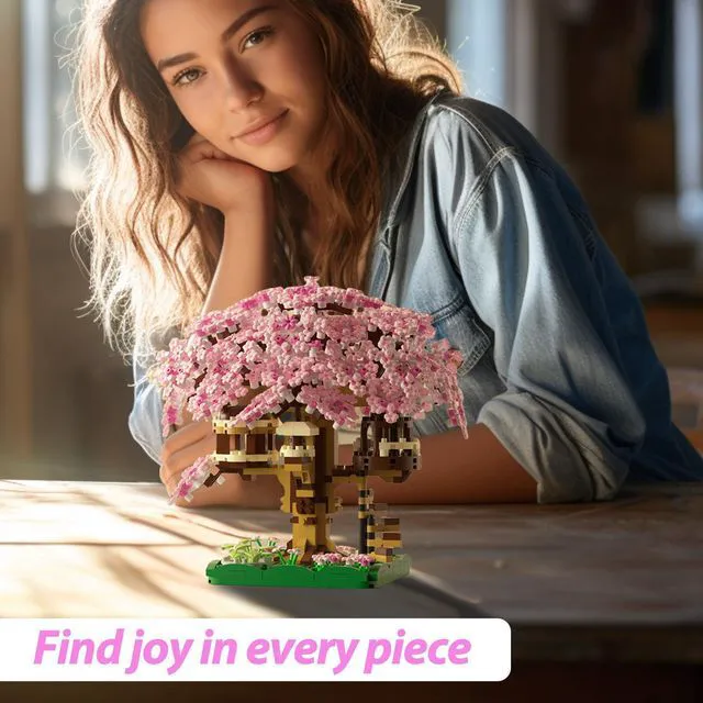 Alt view image 3 of 5 - Cherry Blossom Tree Building Set, 1113PCS, Flowers Bonsai Tree Mini Blocks Kit for Adult,Japanese Sakura-Tree House Building Blocks,Gift Ideas for Girls 8 10 12 14+ (Pink)