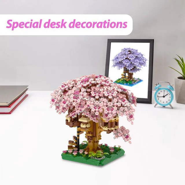 Alt view image 5 of 5 - Cherry Blossom Tree Building Set, 1113PCS, Flowers Bonsai Tree Mini Blocks Kit for Adult,Japanese Sakura-Tree House Building Blocks,Gift Ideas for Girls 8 10 12 14+ (Pink)
