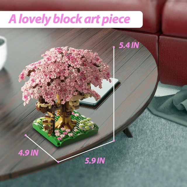 Alt view image 4 of 5 - Cherry Blossom Tree Building Set, 1113PCS, Flowers Bonsai Tree Mini Blocks Kit for Adult,Japanese Sakura-Tree House Building Blocks,Gift Ideas for Girls 8 10 12 14+ (Pink)