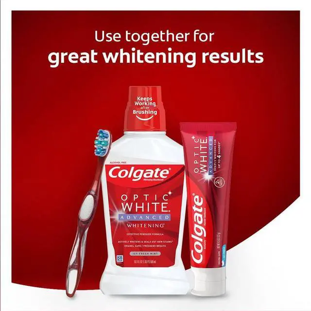 Alt view image 7 of 7 - Optic White Advanced 2% Hydrogen Peroxide Toothpaste, 3.2 oz | Icy Fresh, Teeth Whitening Toothpaste, Removes 5 Years of Deep-Set Coffee, Tea, and Wine Stains, Enamel Safe Formula