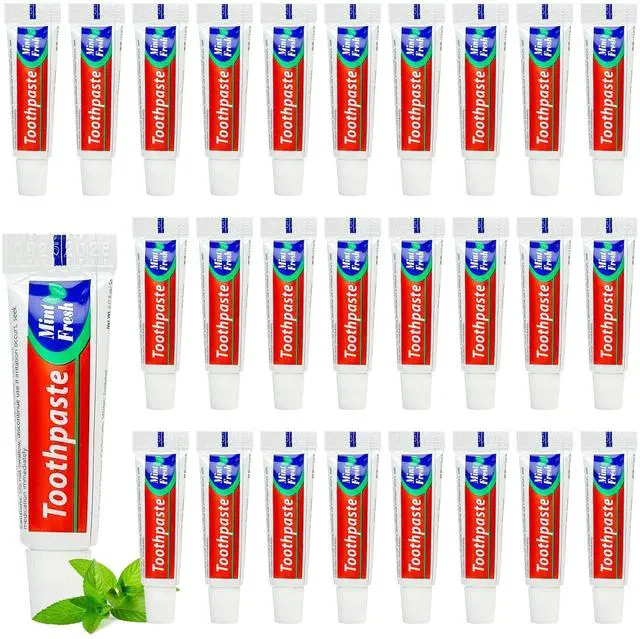 Main image of 15 Tubes Travel Toothpaste in Bulk, Mini Small Mint Toothpaste 0.176oz/5g | Mint Flavor, Travel Essentials, On-the-Go, for Guests Homeless Hotel Charity