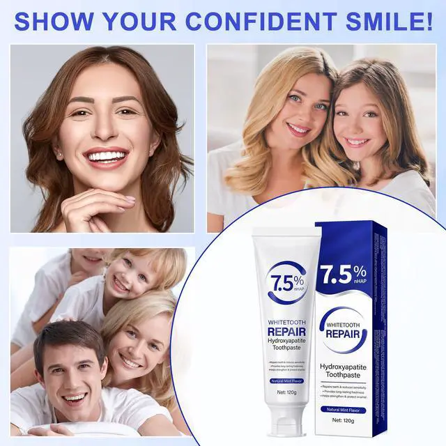 Alt view image 5 of 7 - Hydroxyapatite Toothpastes for Enamel Protection and Tooth Strengthening, Fluoride-Free Cooling Mint, Promotes Fresh Breath, Daily Use for Oral Health
