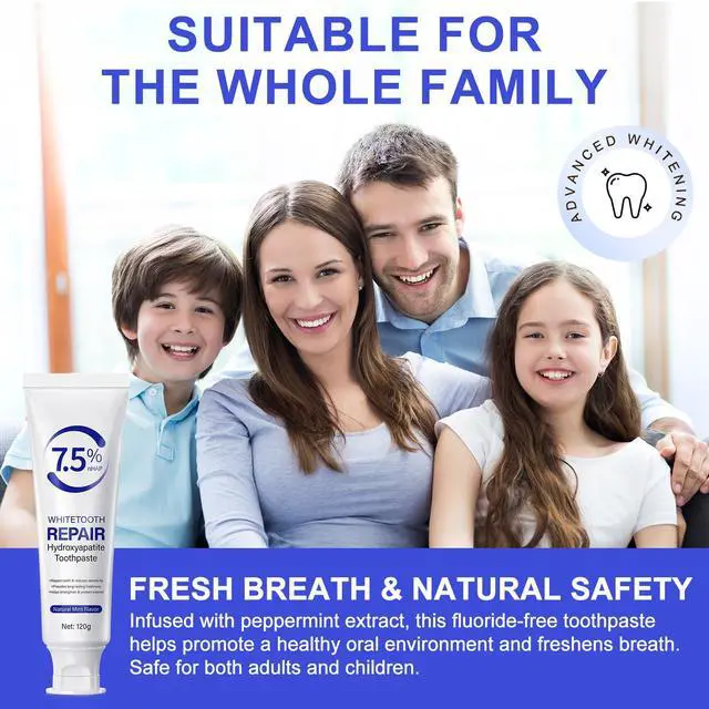 Alt view image 7 of 7 - Hydroxyapatite Toothpastes for Enamel Protection and Tooth Strengthening, Fluoride-Free Cooling Mint, Promotes Fresh Breath, Daily Use for Oral Health