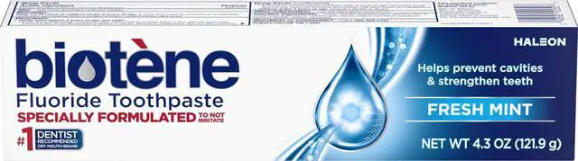 Main image of Fluoride Toothpaste for Dry Mouth Symptoms, Fresh Mint, 4.3 oz | Bad Breath Treatment and Cavity Prevention, Fresh Mint, Made Without Sodium Lauryl Sulfate