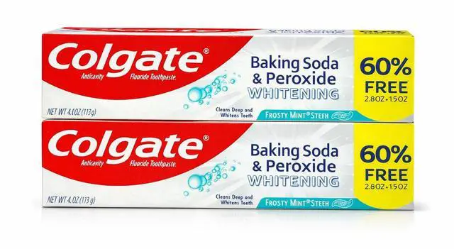 Main image of Baking Soda & Peroxide Whitening with Frosty Mint Stripe, Bonus Tube 60% Free, 4 oz
