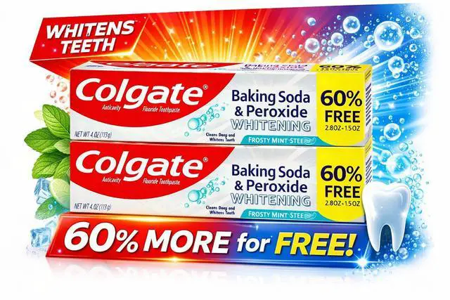 Alt view image 2 of 4 - Baking Soda & Peroxide Whitening with Frosty Mint Stripe, Bonus Tube 60% Free, 4 oz