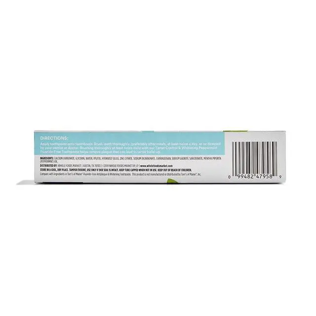 Alt view image 2 of 2 - Fluoride-Free Toothpaste, Tartar Control & Whitening, Peppermint Flavor, 5.5 Ounce