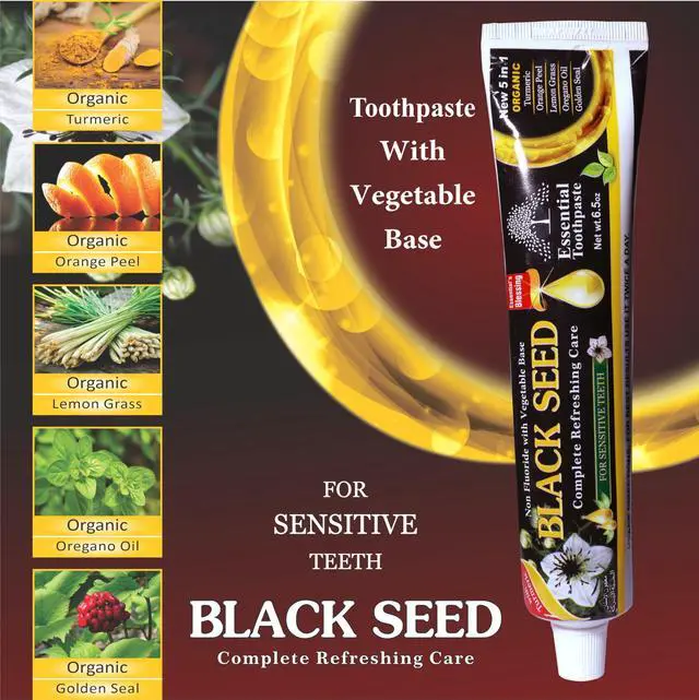 Alt view image 3 of 5 - Black Seed Essential Toothpaste, 6.53oz Pack of 1 | Fluoride Free | Sensitive Teeth, organic black seed, tooth enamel hardening