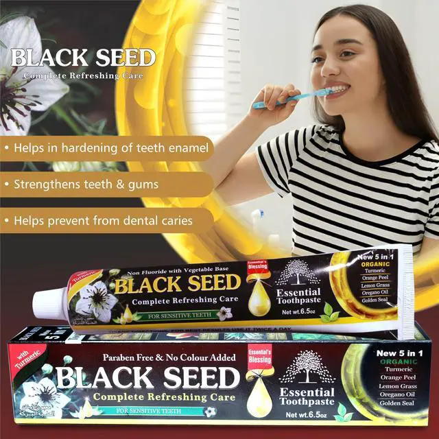 Alt view image 5 of 5 - Black Seed Essential Toothpaste, 6.53oz Pack of 1 | Fluoride Free | Sensitive Teeth, organic black seed, tooth enamel hardening