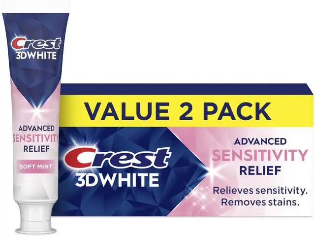 Main image of 3DWhite Advanced Whitening Sensitivity Relief Toothpaste, Soft Mint, 3.3 oz, Pack of 2