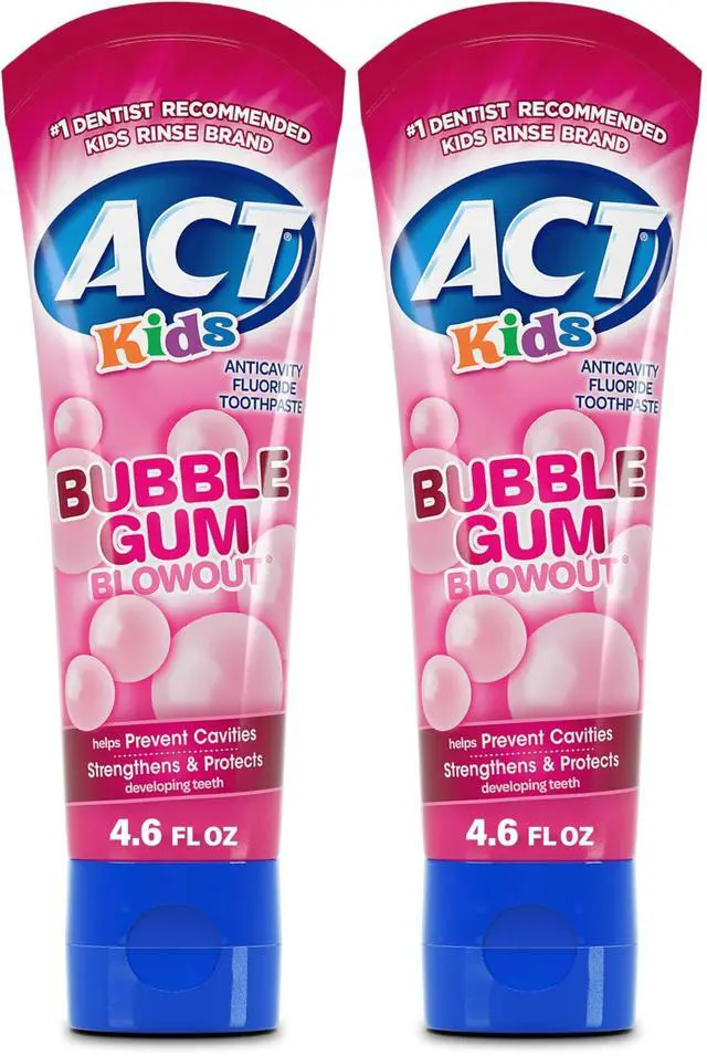 Main image of Kids Anticavity Fluoride Toothpaste 4.6 oz. Bubble Gum Blowout (Pack of 2)