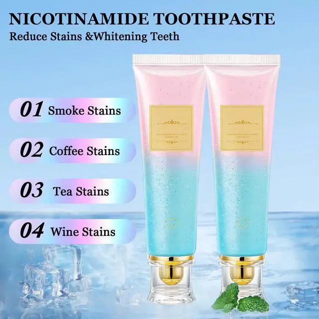 Alt view image 3 of 7 - 2Pcs Acssart Radiant Whitening Toothpaste,Niacinamide Whitening Toothpaste,Easilyous Bright Whiteing toothpastes,Nicotinamide Dazzling White,Removal Tooth Stains,Fresh Breath