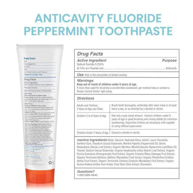 Alt view image 2 of 7 - Botanique Anticavity Fluoride Toothpaste, Peppermint Flavor, 4 oz. | Fluoride Toothpaste, Multi-Benefit Support, Fights Cavities, Remineralizes & Strengthens Enamel, No SLS or Titanium Dioxide