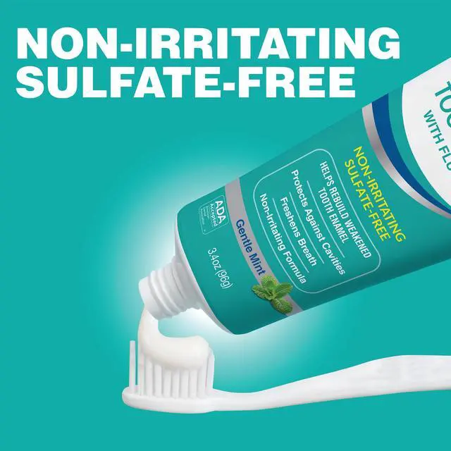 Alt view image 5 of 5 - Fluoride Toothpaste, Travel Size, Gentle Mint, Whitening | 3.4 ounce, TSA compliant, enamel protection, sulfate free