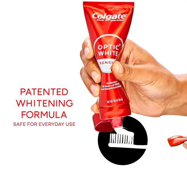 Alt view image 3 of 6 - Optic White Renewal Teeth Whitening Toothpaste, Whitening Fluoride Toothpaste, Effectively Removes Tea, Coffee, and Wine Stains, Made with Hydrogen Peroxide, Brilliant Shine, 3.0 oz