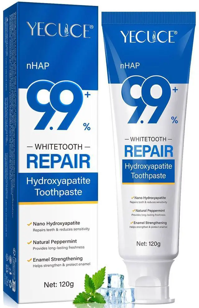 Main image of 9.9% Hydroxyapatite Toothpaste for Enamel Repair and Tooth Strengthening, Nano Hydroxyapatite Remineralizing Toothpaste, Fluoride Free Gentle Whitening Tooth Paste for Sensitive Teeth, Fresh Mint
