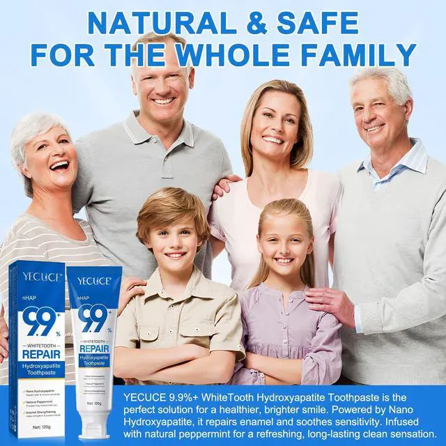 Alt view image 7 of 7 - 9.9% Hydroxyapatite Toothpaste for Enamel Repair and Tooth Strengthening, Nano Hydroxyapatite Remineralizing Toothpaste, Fluoride Free Gentle Whitening Tooth Paste for Sensitive Teeth, Fresh Mint