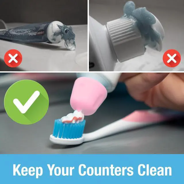 Alt view image 3 of 7 - Self Closing Toothpaste Caps 6-Pack by No Waste Cap Dispensers for Adult and Kids Bathroom - Mess-Free Toothpaste Lids - Easy to Use, Food Grade Silicone and BPA-Free Toppers | Food-Grade