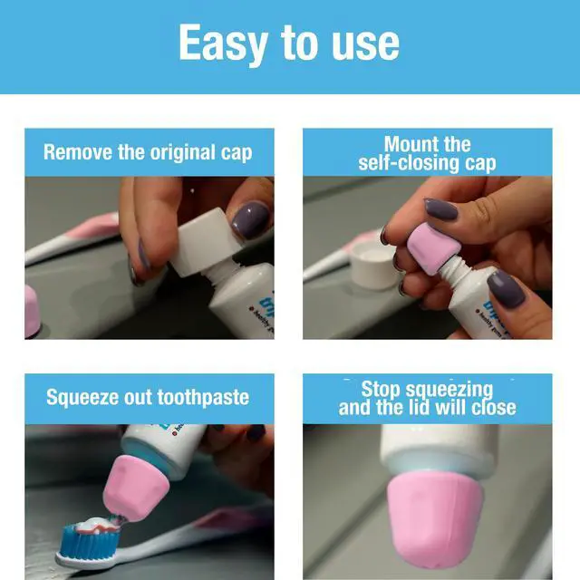 Alt view image 6 of 7 - Self Closing Toothpaste Caps 6-Pack by No Waste Cap Dispensers for Adult and Kids Bathroom - Mess-Free Toothpaste Lids - Easy to Use, Food Grade Silicone and BPA-Free Toppers | Food-Grade