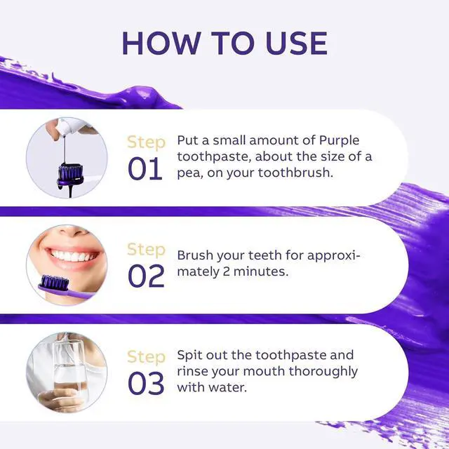 Alt view image 4 of 4 - Purple Teeth Whitening Toothpaste: Teeth Whitening Purple for Adults Unflavored 2-2 Fl Oz