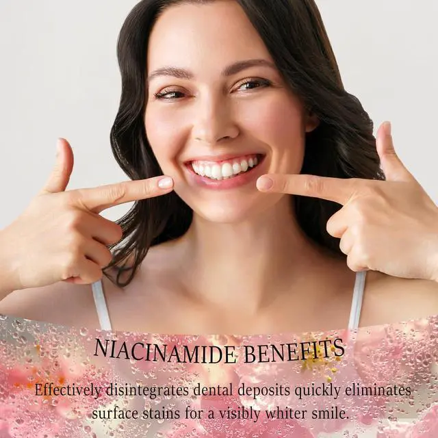 Alt view image 6 of 7 - Niacinamide Whitening Toothpaste, Triple White Probiotic Whitening Toothpaste, Fluoride-Free| Sensitivity Relief | Fresh Breath & Stain Removal Formula | Sakura Peach Fragrance (1)