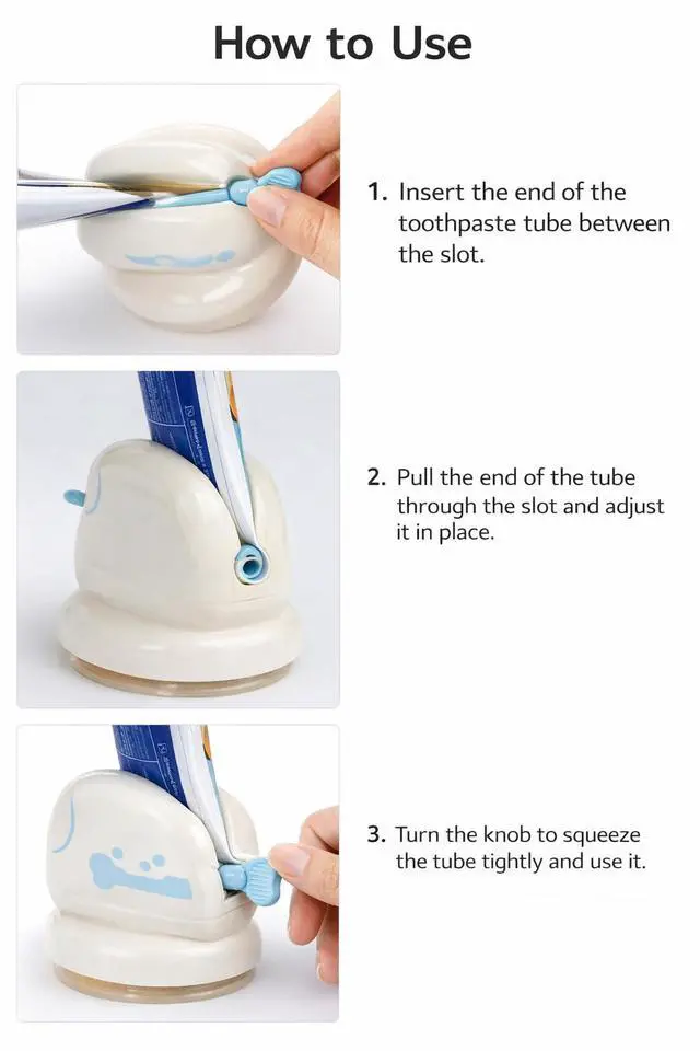 Alt view image 6 of 7 - Toothpaste Tube Squeezer with Strong Suction Base Easy Turn Knob Toothpaste Dispenser for Kids & Adults, No Waste Tube Roller Saver for Bathroom Counter
