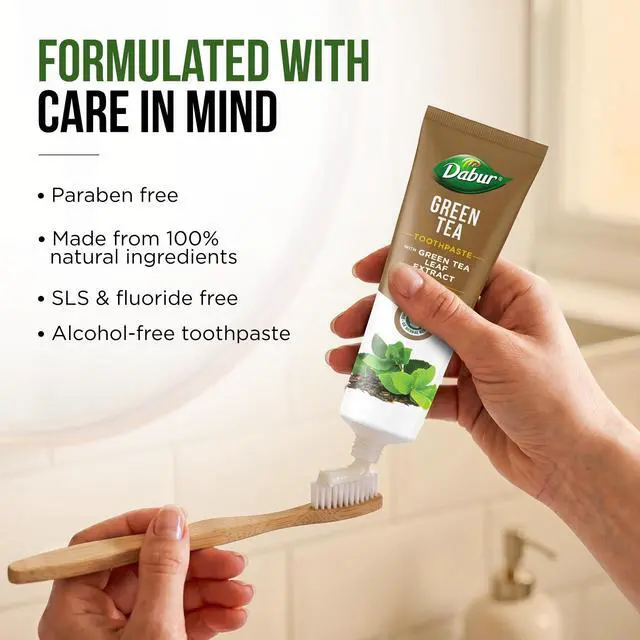 Alt view image 7 of 7 - Green Tea Toothpaste, Everyday Use Toothpaste for Adults & Kids, Long-Lasting Freshness & Healthy Gums, Paraben-Free, SLS-Free & Alcohol-Free Formula, 100 ml
