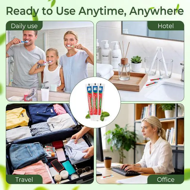 Alt view image 6 of 7 - Travel Toothpaste Bulk, Mint Flavor, 10g/0.35oz (30-Pack) | Disposable Toothpaste, Suitable For Hotels, Camping, Guests, Homeless Individuals, And Charities