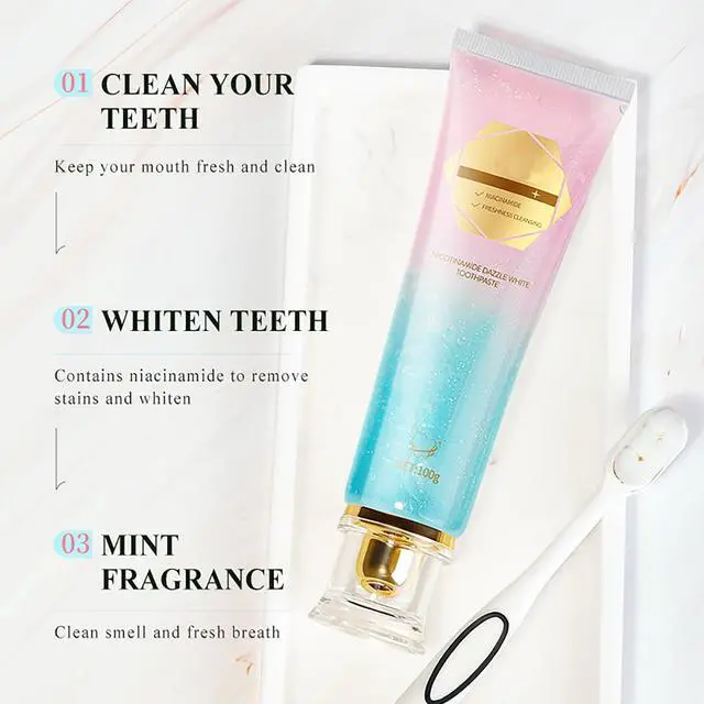 Alt view image 3 of 7 - Nicotinamide Toothpaste, Enamel Safe Gel with Natural Stain Removal & Sensitivity Relief, Vegan Fluoride Free Fresh Mint 3.5oz (1)