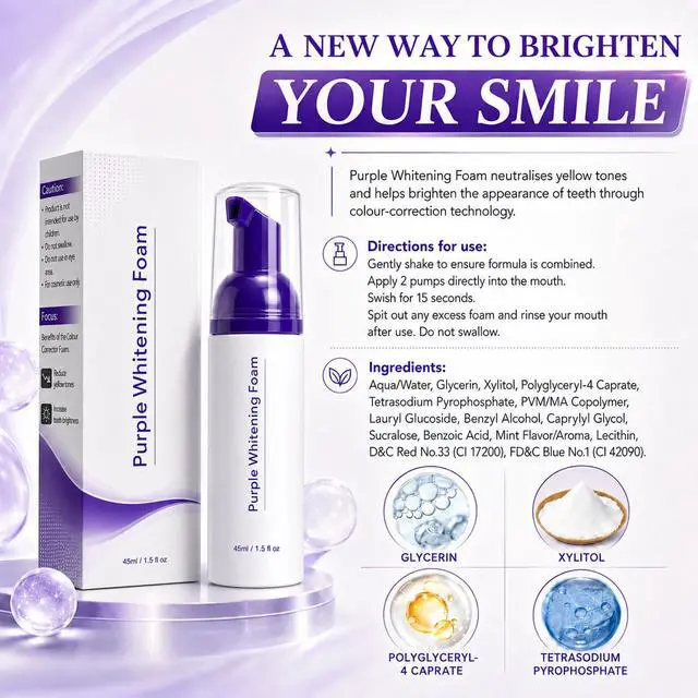 Alt view image 3 of 7 - Purple Toothpaste for Teeth Whitening, Foam Color Corrector, 1.5 Fl Oz