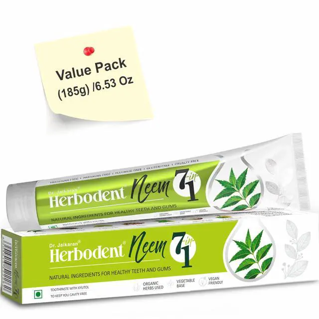 Main image of NEEM 7 in 1 Toothpaste- 6.53oz/185g Pack of 1 | with Xylitol | Not just Neem but Neem 7 in 1, Cavity Protection, Excellent Freshness, Made with natural and organic ingredients