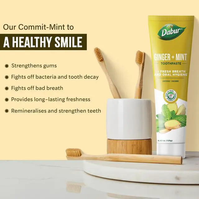 Alt view image 3 of 7 - Organic Ginger & Mint Toothpaste | 100 ml | Everyday Use | Fights Dental Bacteria & Bad Breath | Toothpaste for Adults & Kids | Paraben Free, SLS Free, No Alcohol | Pack of 1