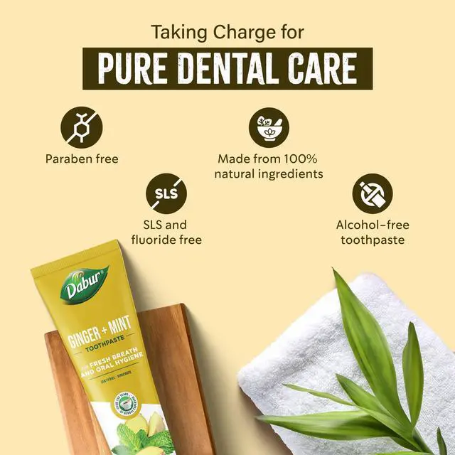 Alt view image 4 of 7 - Organic Ginger & Mint Toothpaste | 100 ml | Everyday Use | Fights Dental Bacteria & Bad Breath | Toothpaste for Adults & Kids | Paraben Free, SLS Free, No Alcohol | Pack of 1