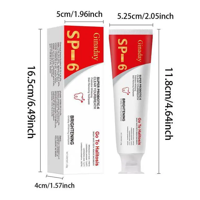 Alt view image 7 of 7 - SP-6 Probiotic Toothpaste,Deep Cleaning Remineralizing Gum Health Care Fresh Breath SP 6 Probiotic Ultra Whitening Toothpaste (1 Pcs)