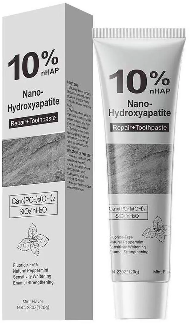 Main image of 1Pcs 10% Nano Hydroxyapatite Toothpaste, Fluoride-Free Formula for Enamel Support & Gentle Sensitivity Care, Natural Whitening, Peppermint Flavor, 120g