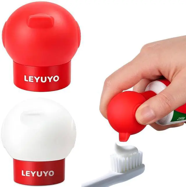 Main image of 2 Pack Toothpaste Tube Squeezer for Kids, Self Closing Dispenser Cap | Silicone Toothpaste Cap, Self-sealing Toothpaste Dispener, No Mess Tube Dispenser, Precise Dosing for Kids, Adults