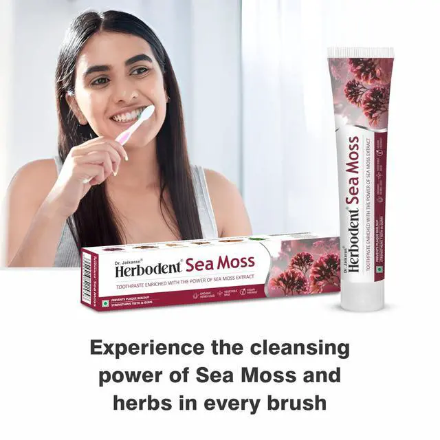 Alt view image 5 of 5 - Sea Moss Toothpaste - 6.53oz/185g Pack of 1 | SLS Free | Prevents plaque buildup, Supports healthy teeth and gums, Dyes free, Fluoride free, Contains organic herbs