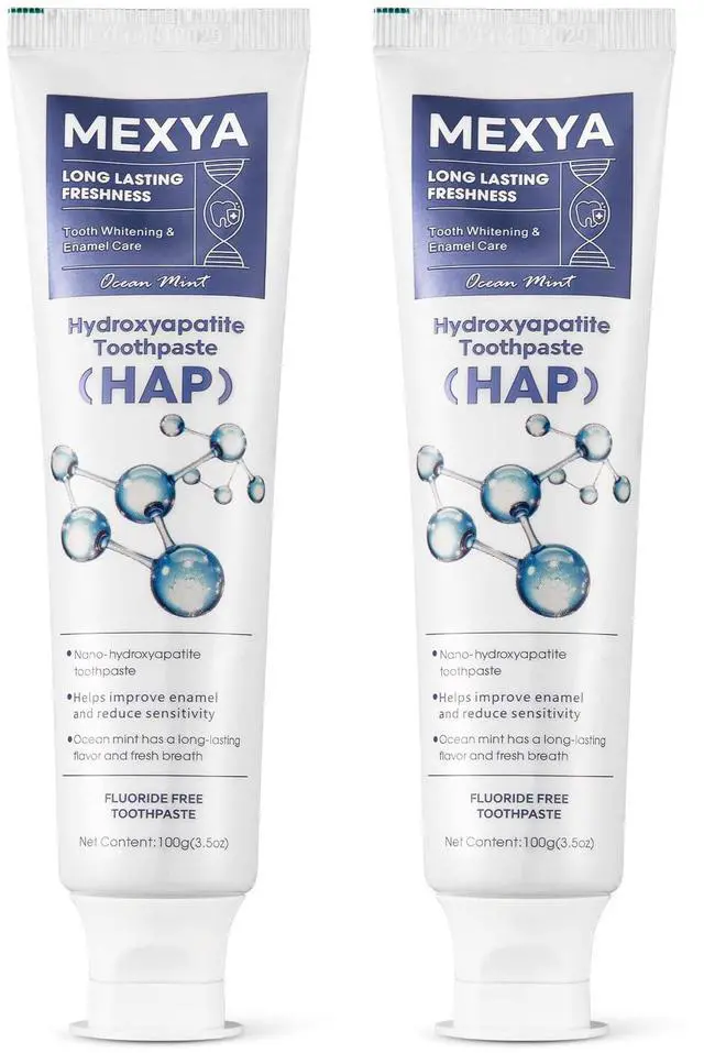 Main image of Nano Hydroxyapatite Toothpaste, 2 Pack, Fluoride Free | Two 100g / 3.5 oz tubes with Ocean Mint flavor for sensitive teeth, gentle whitening, and daily enamel care