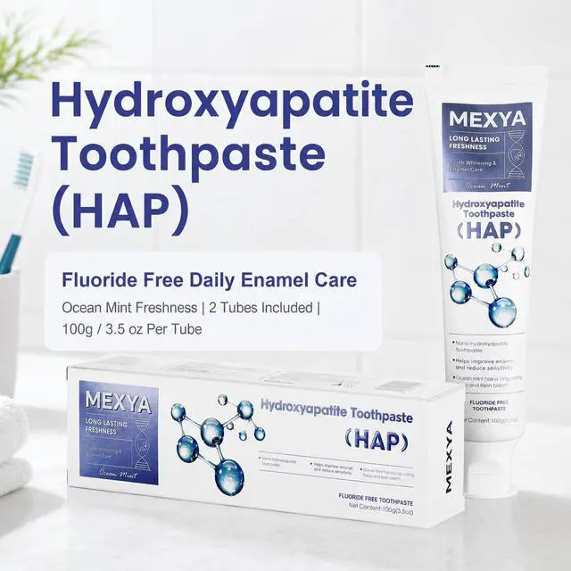 Alt view image 2 of 7 - Nano Hydroxyapatite Toothpaste, 2 Pack, Fluoride Free | Two 100g / 3.5 oz tubes with Ocean Mint flavor for sensitive teeth, gentle whitening, and daily enamel care