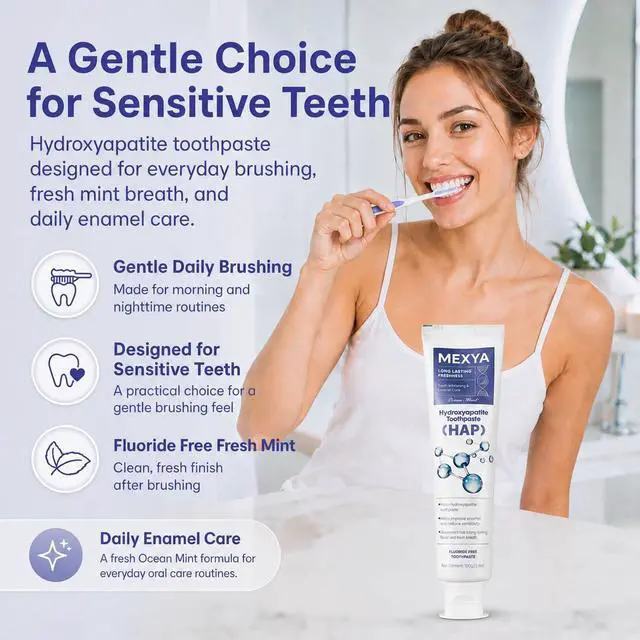 Alt view image 4 of 7 - Nano Hydroxyapatite Toothpaste, 2 Pack, Fluoride Free | Two 100g / 3.5 oz tubes with Ocean Mint flavor for sensitive teeth, gentle whitening, and daily enamel care