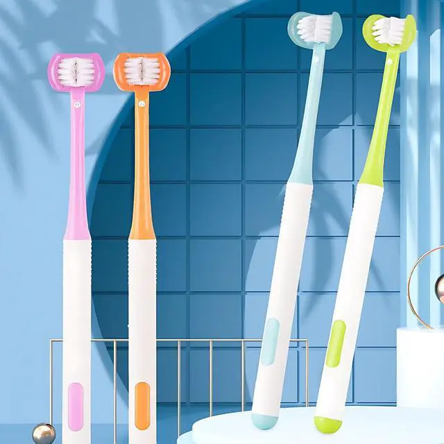 Alt view image 7 of 7 - 3 Sided Autism Toothbrush 360° Oral Teeth Cleaning Design U-Shaped Toothbrush 2 PCS Adult Soft Bristles Soft and Gentle for Complete Tooth and Gum Care (Blue + Green)