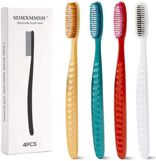 Main image of Adult soft toothbrush, large long brush head, whitening teeth, 4 Pack.