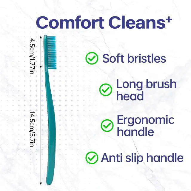 Alt view image 2 of 7 - Adult soft toothbrush, large long brush head, whitening teeth, 4 Pack.