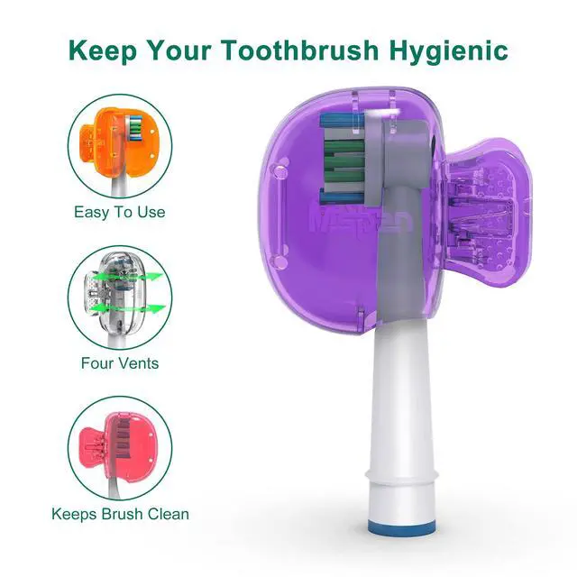 Alt view image 3 of 6 - Electric Toothbrush Head Cover: Sonic Toothbrush Cap Travel Protector Plastic Brush Pod Protection Clip Case Value Pack
