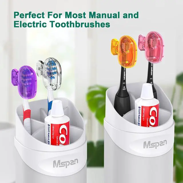 Alt view image 4 of 6 - Electric Toothbrush Head Cover: Sonic Toothbrush Cap Travel Protector Plastic Brush Pod Protection Clip Case Value Pack