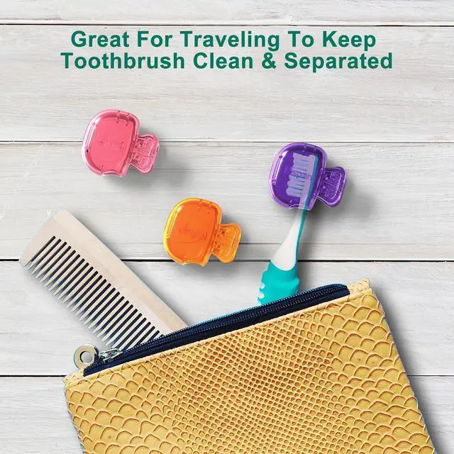 Alt view image 6 of 6 - Electric Toothbrush Head Cover: Sonic Toothbrush Cap Travel Protector Plastic Brush Pod Protection Clip Case Value Pack