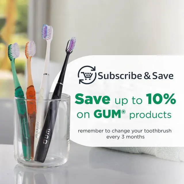 Alt view image 2 of 6 - Classic Adult Soft Toothbrush, Compact Head, 1 Count (6 Pack) | Dome Trim raised bristles, Rubber tip dental pick included, Latex-free massager