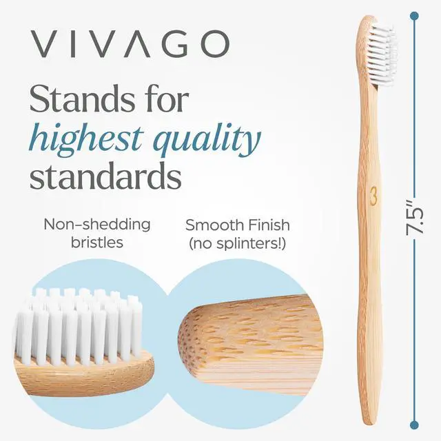 Alt view image 5 of 7 - Bamboo Toothbrushes 10 Pack Plant-Based Medium Bristles | Natural Toothbrush, Medium Toothbrushes for Adults, Eco-Friendly, Wooden Toothbrush, BPA-Free